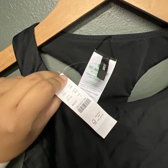 J Crew Swim Top Large Black Active Longline High Neck Padded Cut Out T Back NWT - Picture 2 of 4